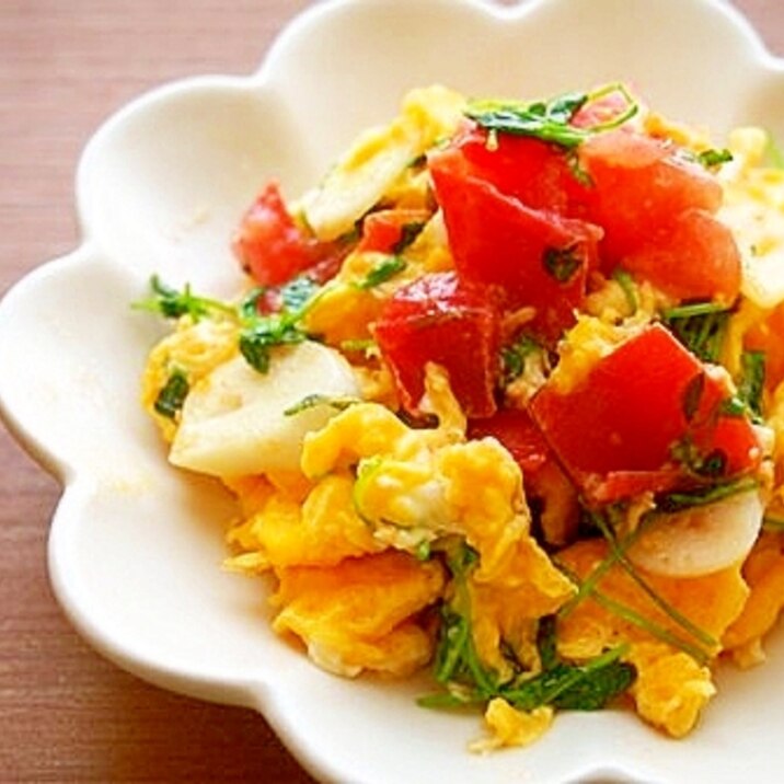 豆苗とトマトの卵炒め レシピ 作り方 By 京たまご86 楽天レシピ 豆苗とトマトの卵炒め レシピ 作り方 By 京たまご86 楽天レシピ
